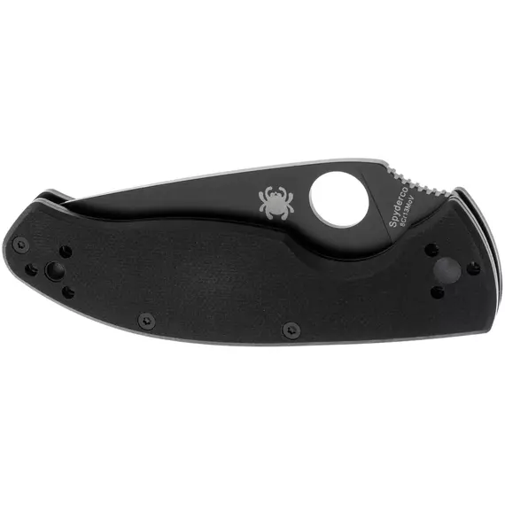 Ніж Spyderco Tenacious Black Blade, 8Cr13MoV, G-10, напівсерейтор к:black, фото , изображение 3